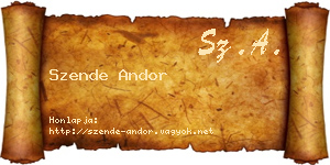 Szende Andor névjegykártya