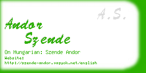 andor szende business card